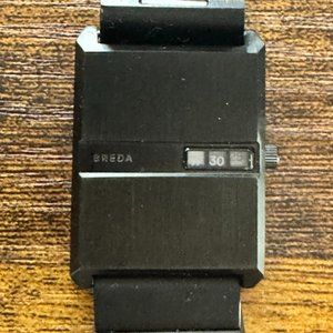 Breda Pulse Black-Plated Stainless Steel Watch (includes links!)